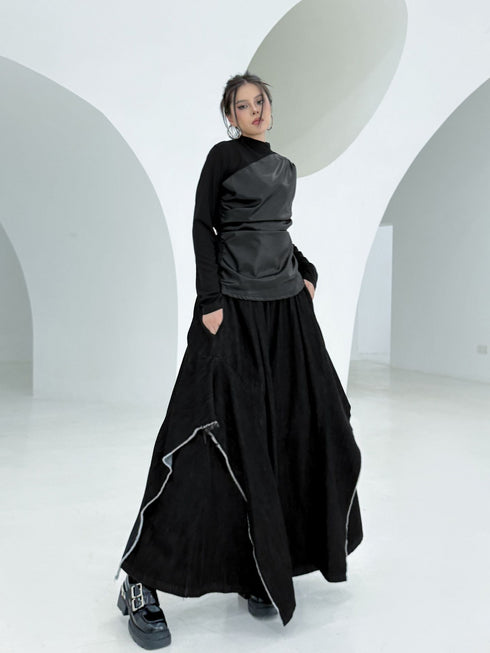 Draped Satin Mix Top